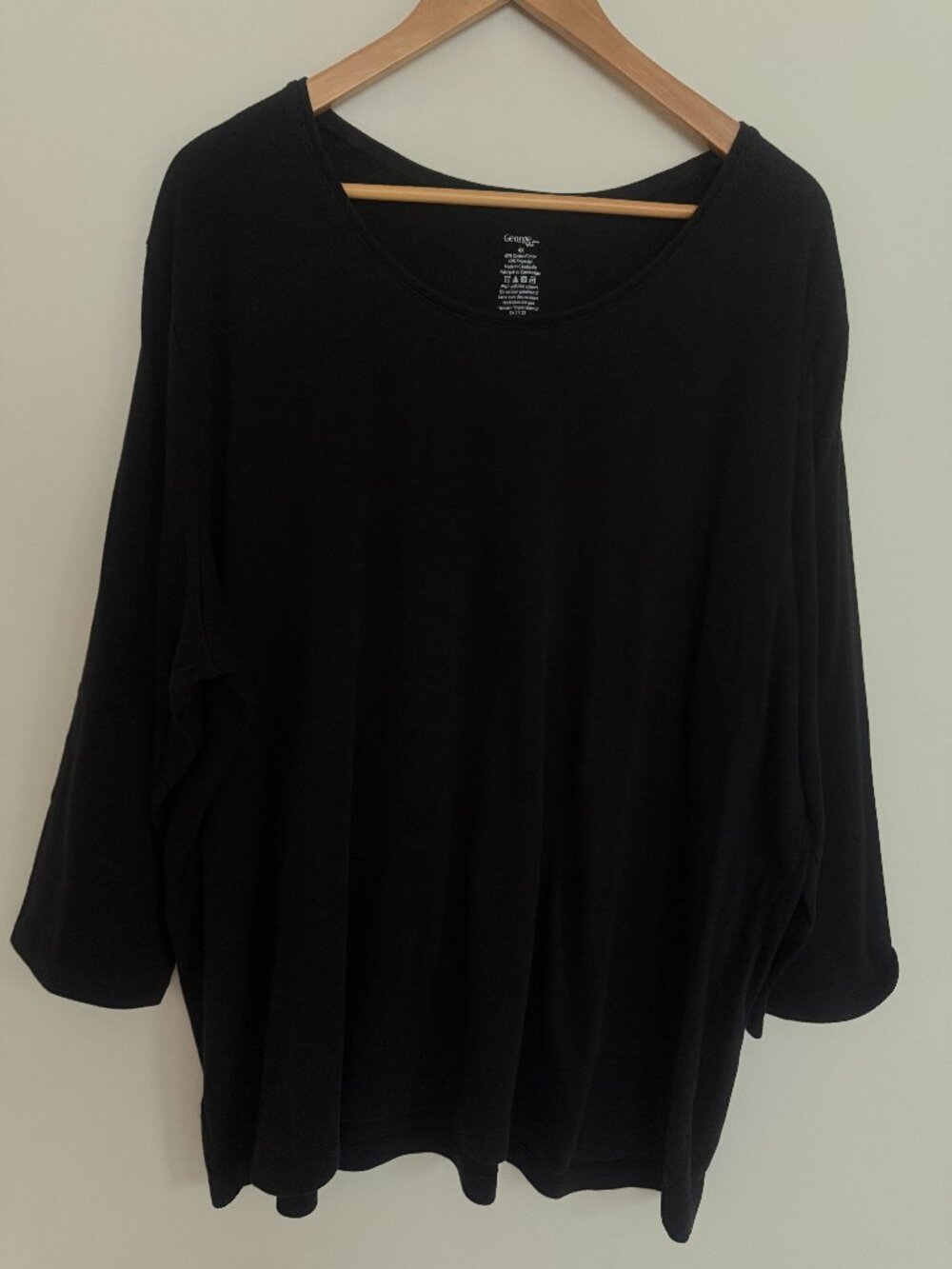 George Woman Black 3/4 Sleeve Round Neck Pullover Casual T-Shirt Size 4X